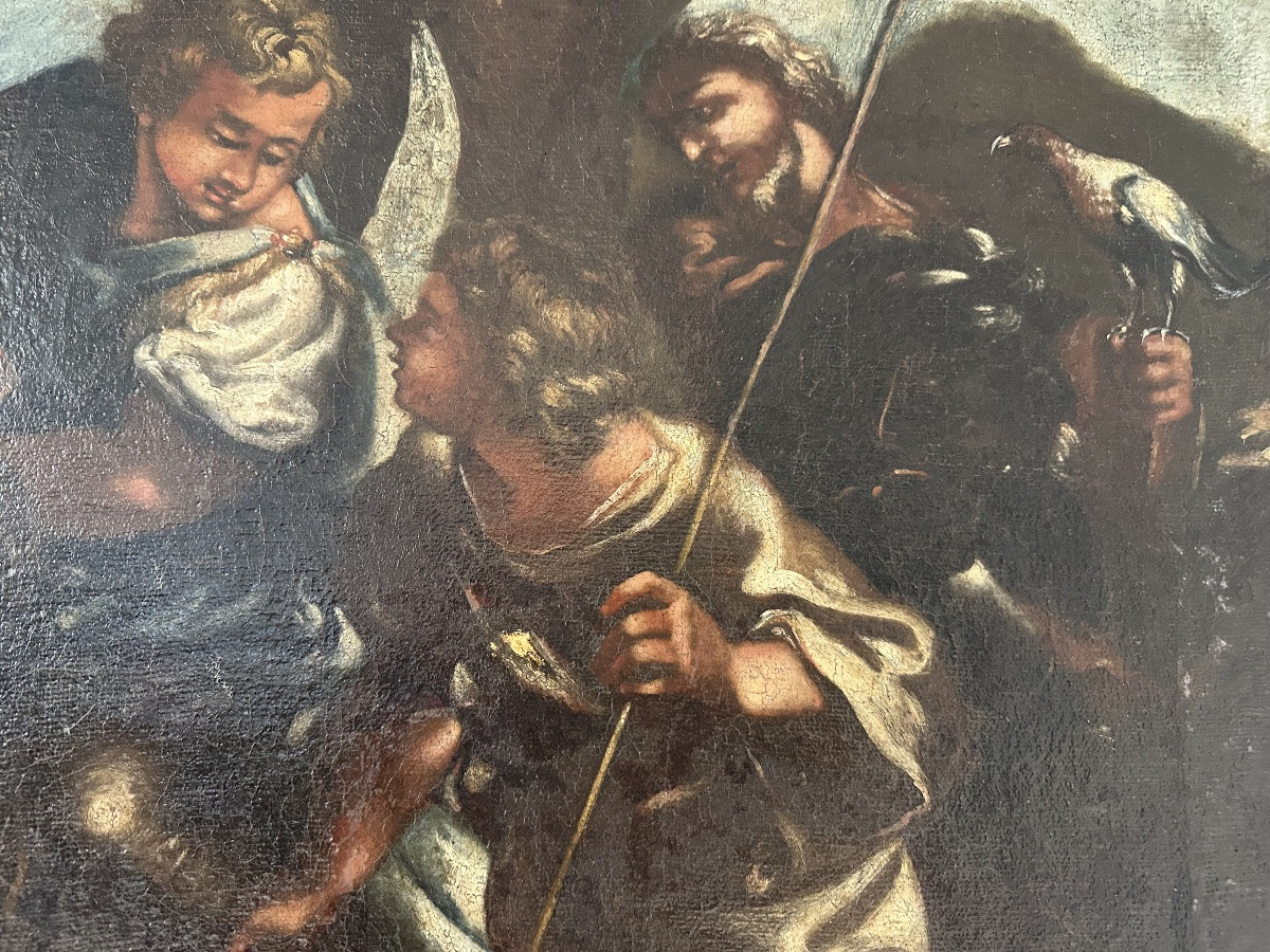 Scena biblica di caccia Scuola di Salvator Rosa olio su tela fine XVII secolo-photo-5