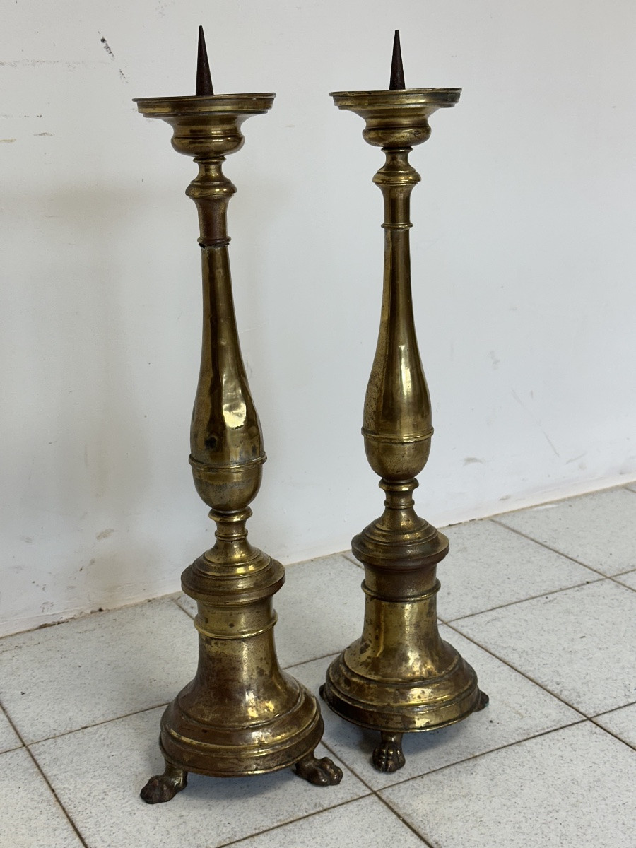 Coppia di candelieri impero . XIX secolo-photo-8