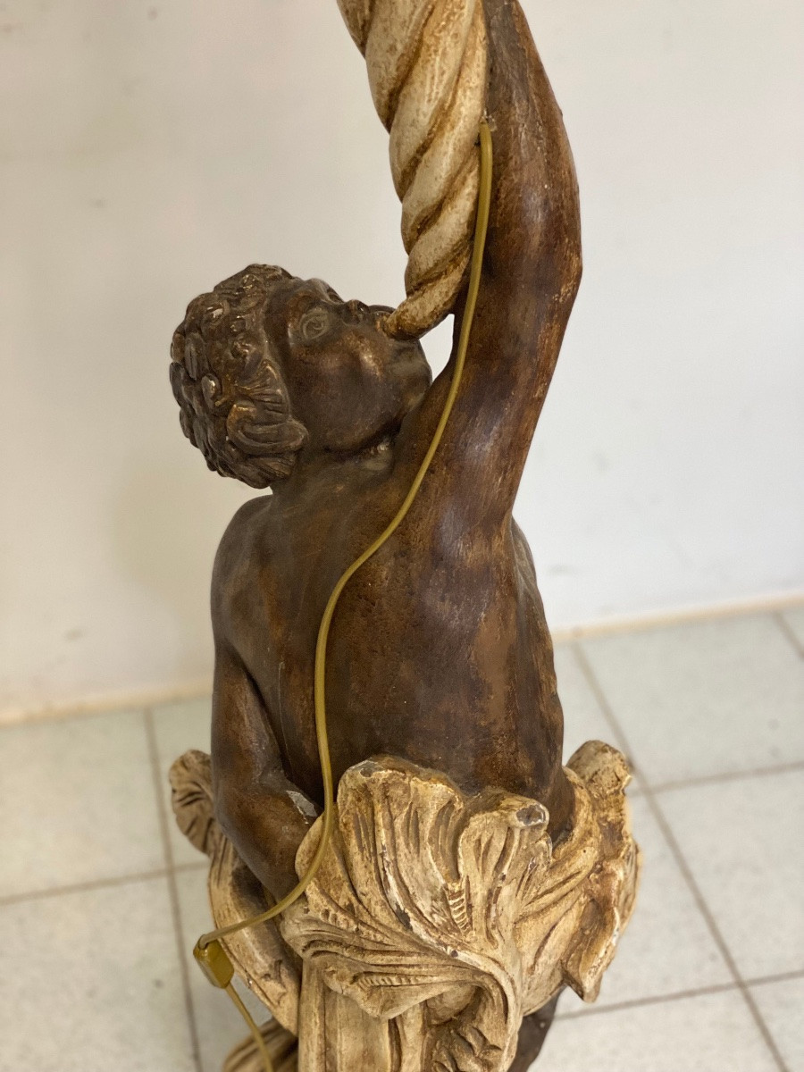 Moro veneziano scultura in legno scolpito laccato sei lumi . XIX secolo-photo-4