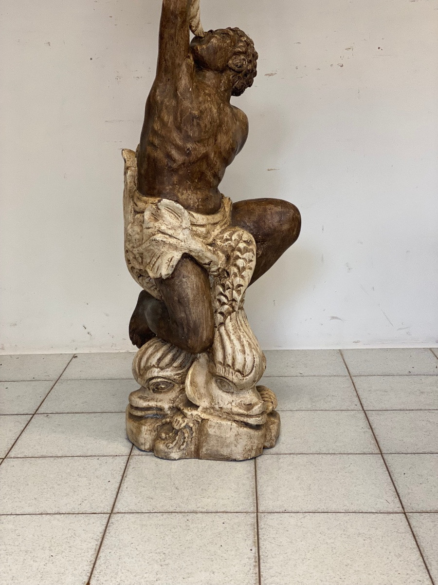 Moro veneziano scultura in legno scolpito laccato sei lumi . XIX secolo-photo-6