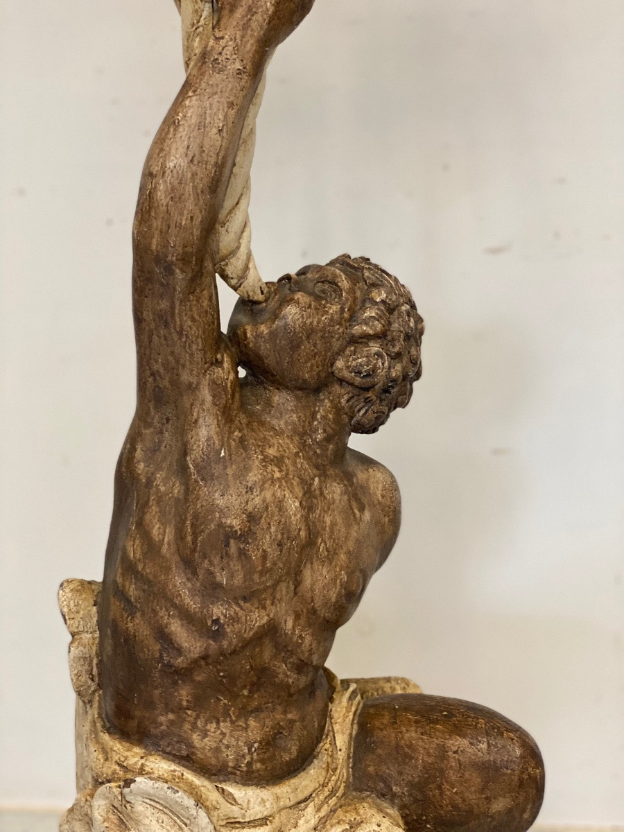 Moro veneziano scultura in legno scolpito laccato sei lumi . XIX secolo-photo-8