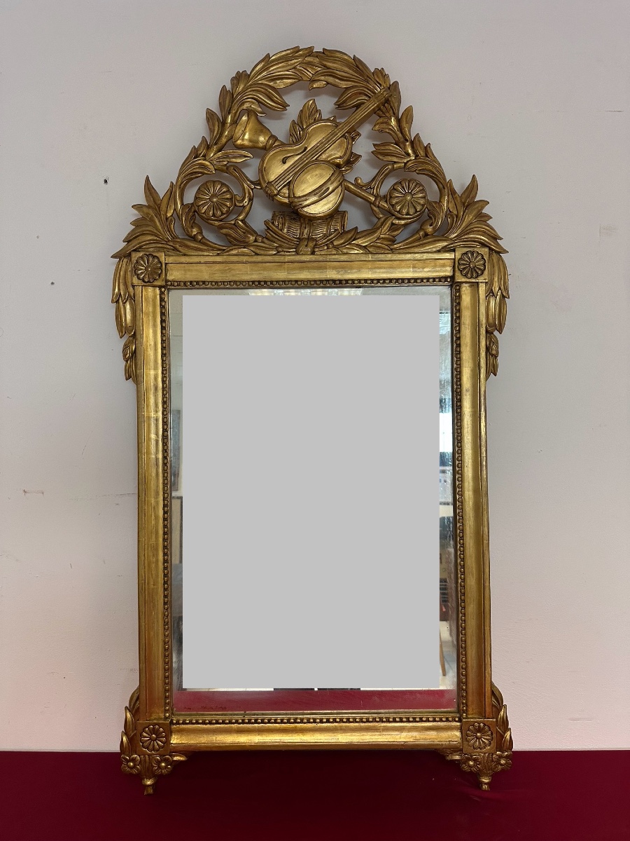 Specchiera in legno intagliato e dorato a foglia. Toscana epoca impero prima metà 800-photo-1
