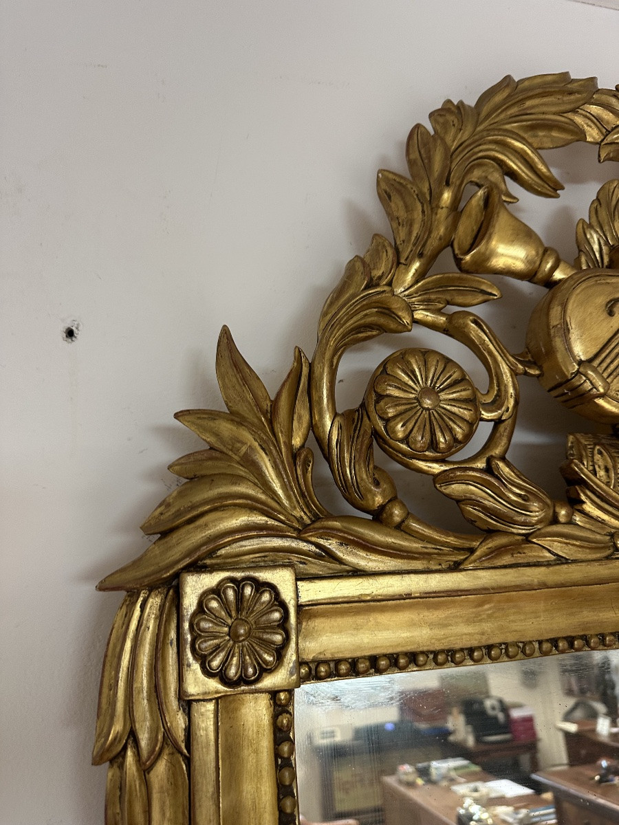 Specchiera in legno intagliato e dorato a foglia. Toscana epoca impero prima metà 800-photo-7