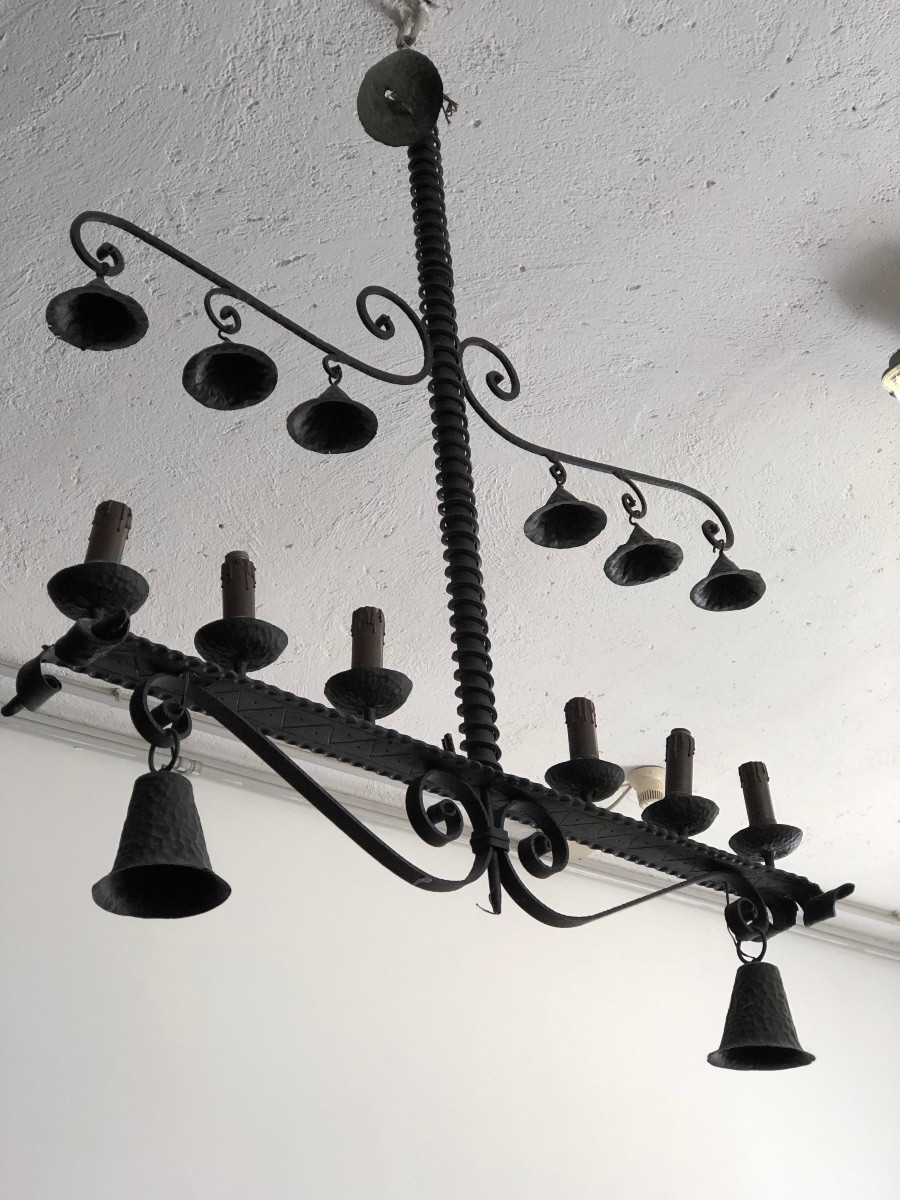 Lampadario in ferro battuto XIX SECOLO-photo-2