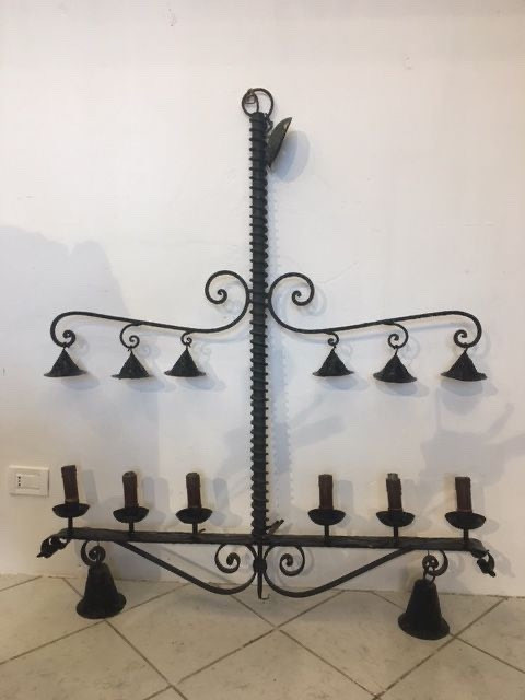 Lampadario in ferro battuto XIX SECOLO