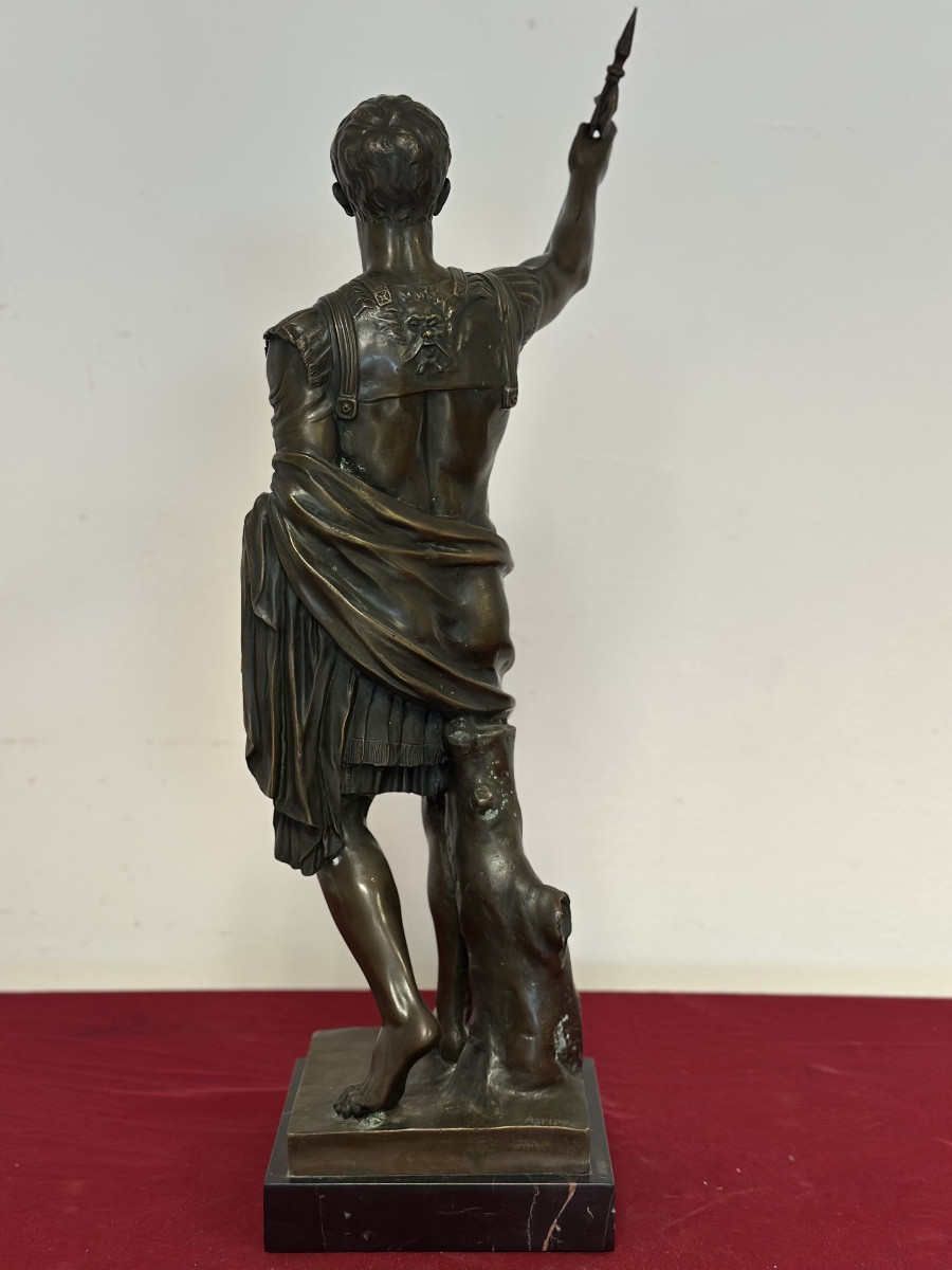 Scultura in bronzo a cera persa Augusto prima porta XX secolo 63 cm-photo-1