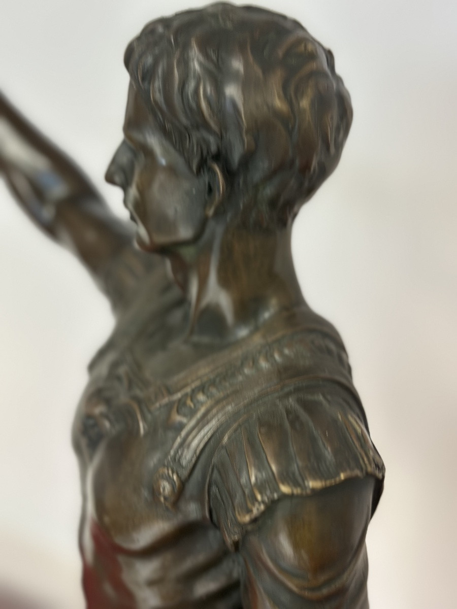 Scultura in bronzo a cera persa Augusto prima porta XX secolo 63 cm-photo-3