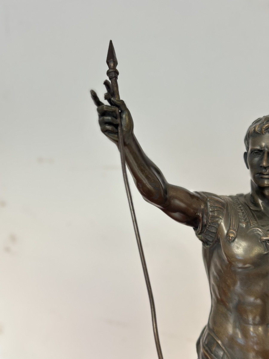 Scultura in bronzo a cera persa Augusto prima porta XX secolo 63 cm-photo-7