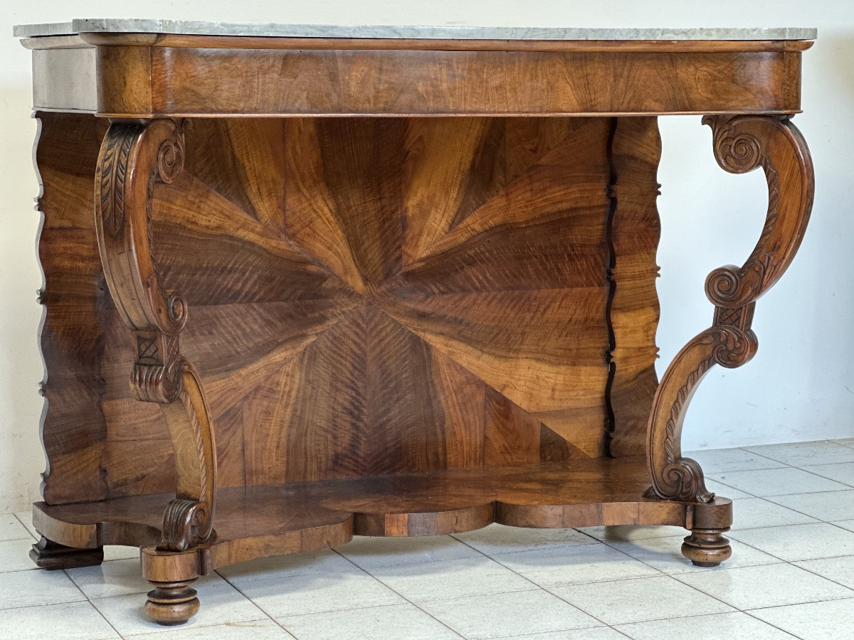 Consolle Carlo X lombarda in noce .XIX Restaurata-photo-2