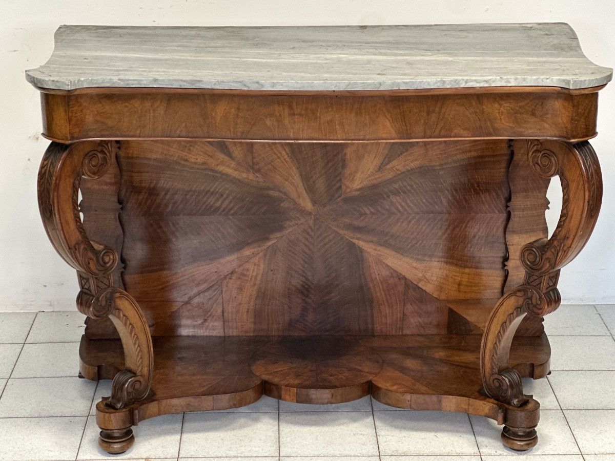 Consolle Carlo X lombarda in noce .XIX Restaurata-photo-4
