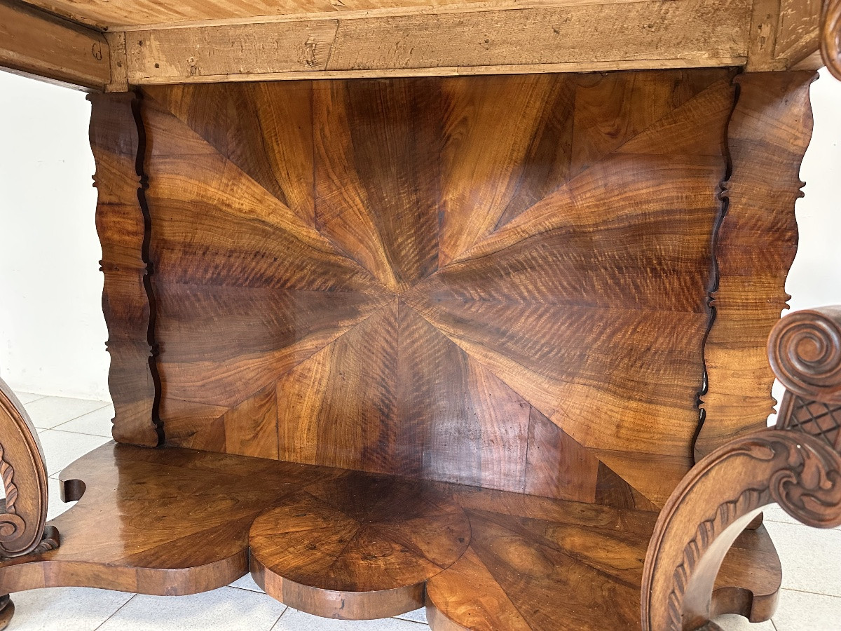 Consolle Carlo X lombarda in noce .XIX Restaurata-photo-6