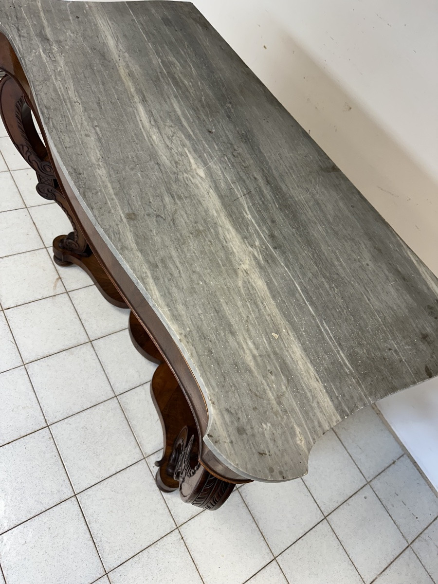 Consolle Carlo X lombarda in noce .XIX Restaurata-photo-8