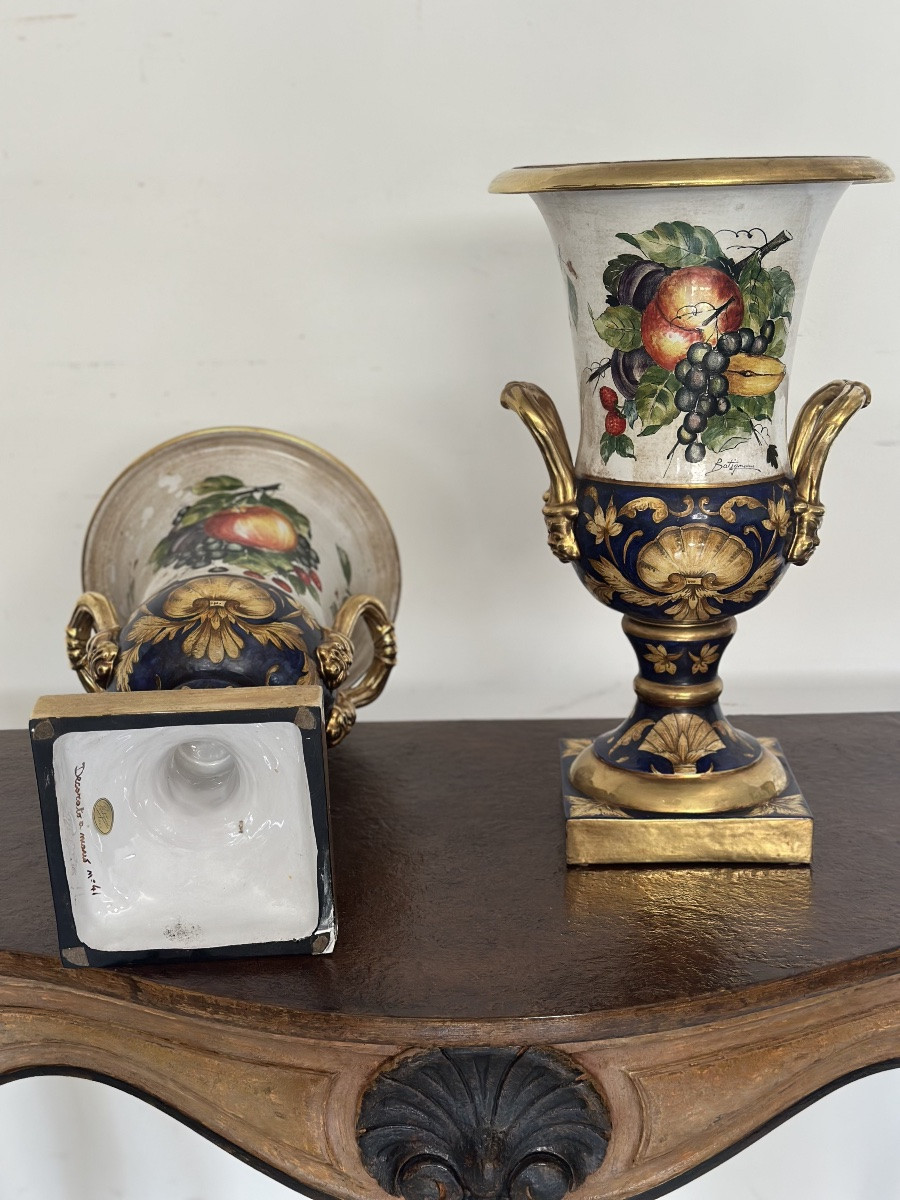 Coppia di Vasi Medicei . Batignani XX secolo 51 cm -photo-3