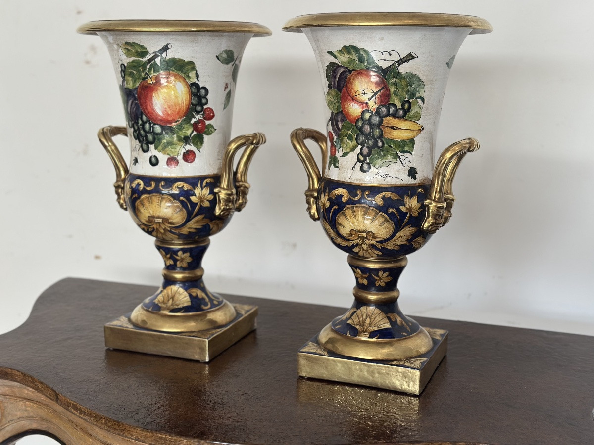 Coppia di Vasi Medicei . Batignani XX secolo 51 cm -photo-5