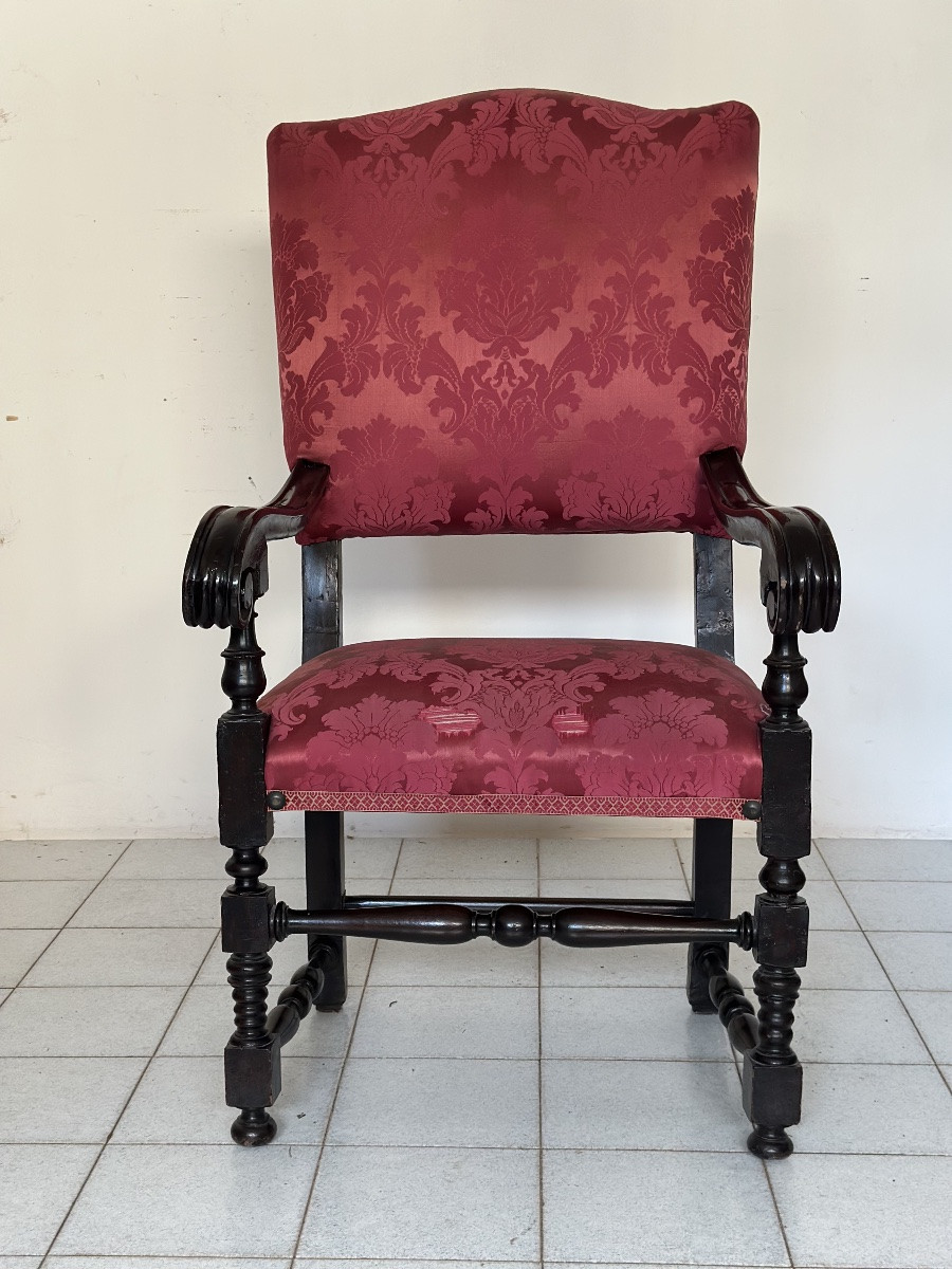Trono seggiolone in noce . Bologna XVIII secolo-photo-1
