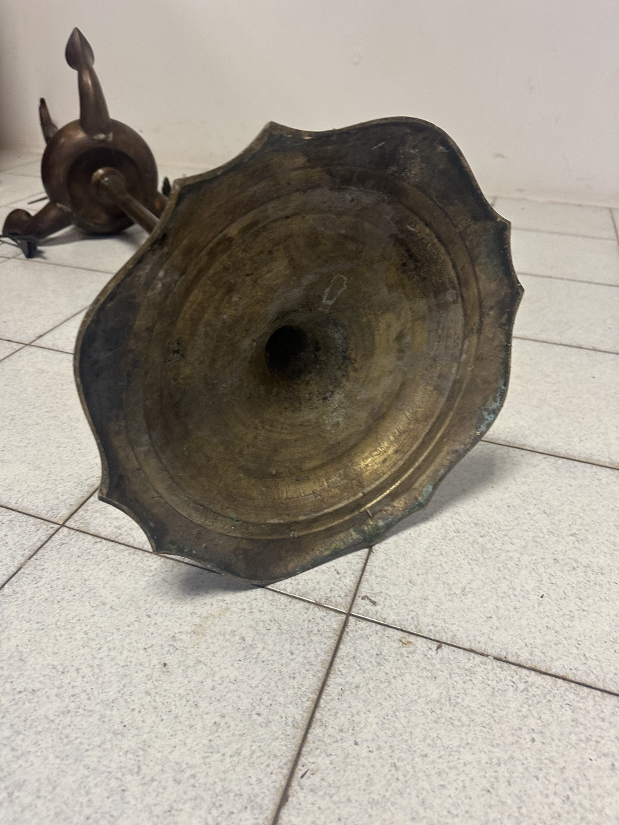 Lucerna fiorentina da terra in bronzo H 180 cm. Inizio XIX secolo-photo-4