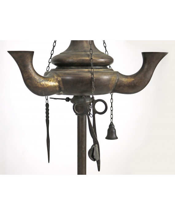 Lucerna fiorentina da terra in bronzo H 180 cm. Inizio XIX secolo-photo-3