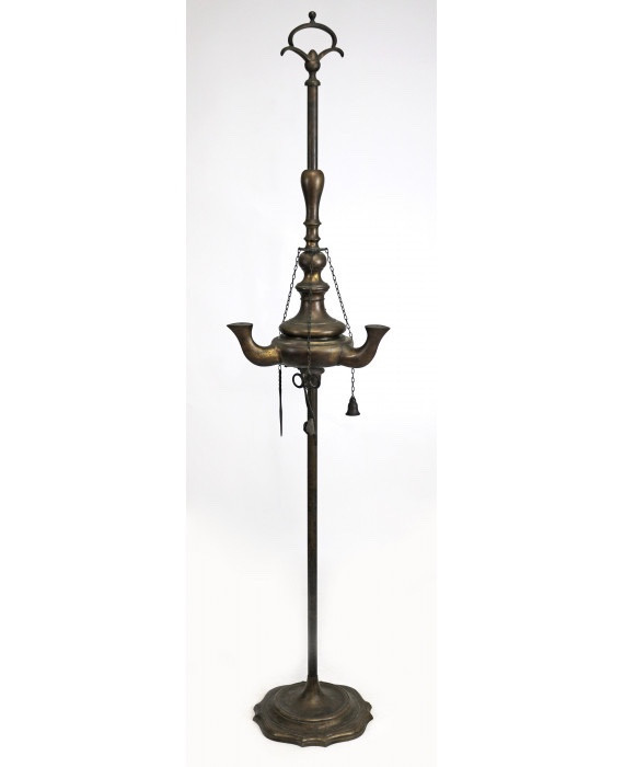 Lucerna fiorentina da terra in bronzo H 180 cm. Inizio XIX secolo