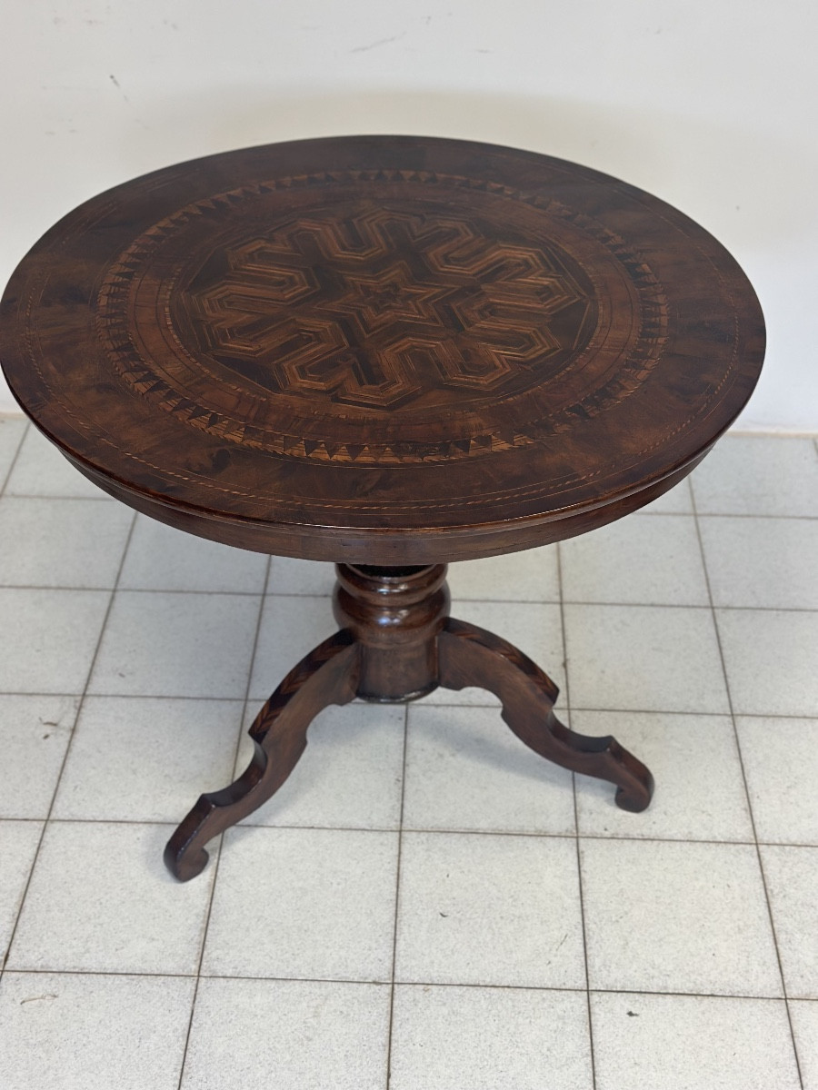 Tavolino-Rolino intarsiato rotondo seconda metà 1800-photo-2