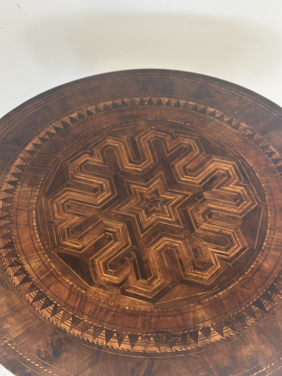 Tavolino-Rolino intarsiato rotondo seconda metà 1800-photo-3