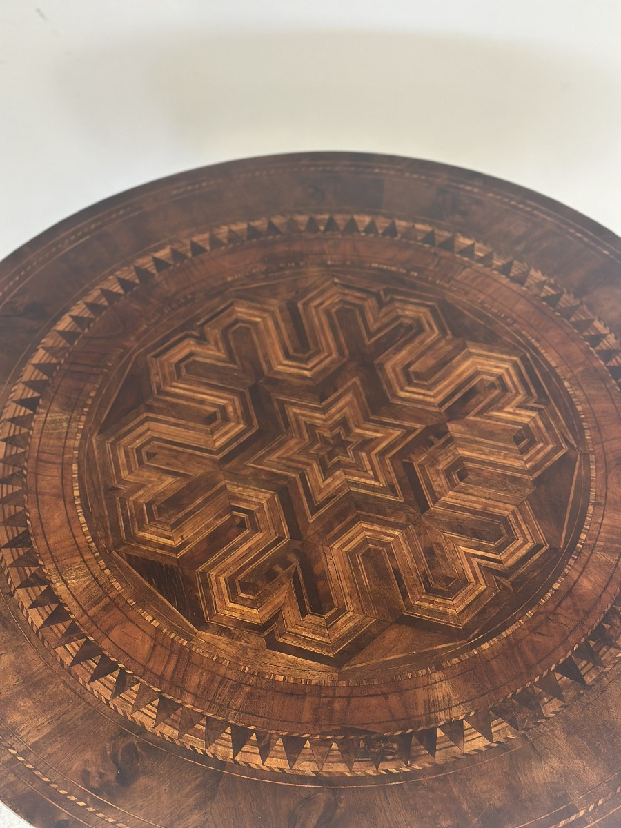 Tavolino-Rolino intarsiato rotondo seconda metà 1800-photo-2