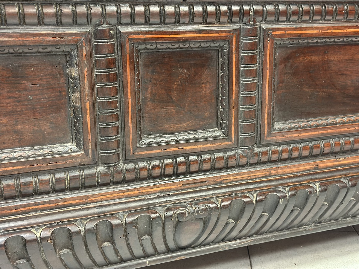 Cassapanca in noce. Emilia Toscana Luigi XIV Epoca 600-photo-2