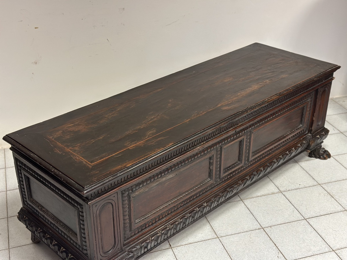 Cassapanca in noce. Emilia Toscana Luigi XIV Epoca 600-photo-3