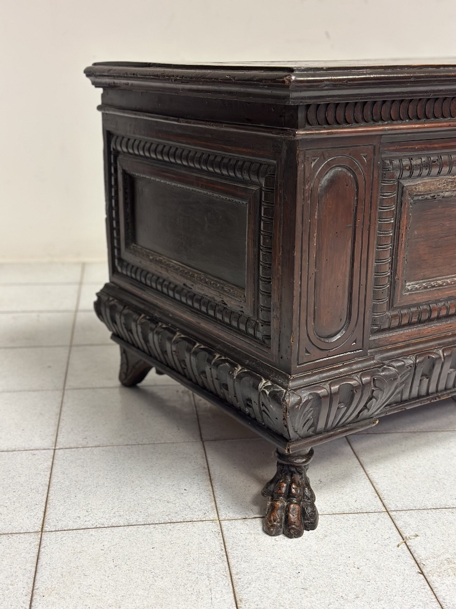 Cassapanca in noce. Emilia Toscana Luigi XIV Epoca 600-photo-4