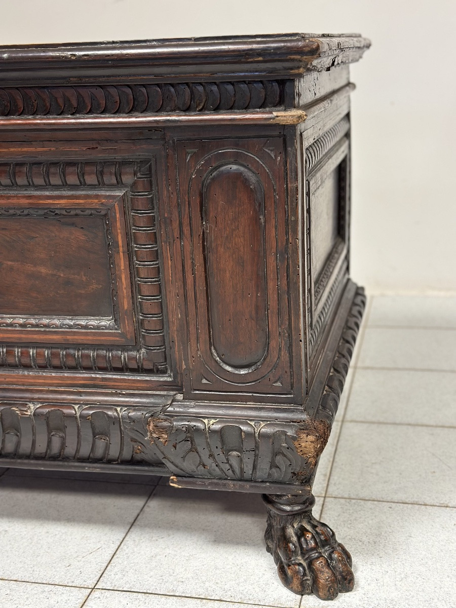 Cassapanca in noce. Emilia Toscana Luigi XIV Epoca 600-photo-6