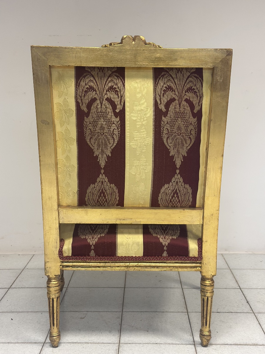 Poltrona Napoleone III in legno intagliato e dorato-photo-3
