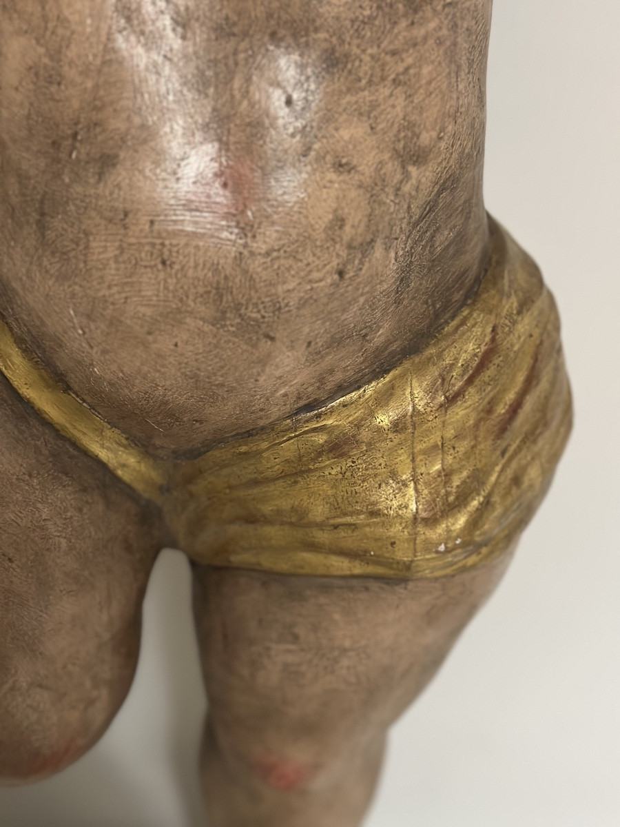 SCULTURA IN LEGNO POLICROMO EPOCA ‘600 ANGELO H 79 CM-photo-4