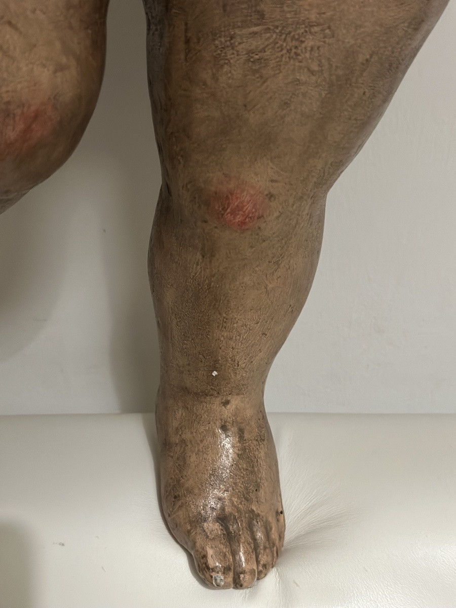 SCULTURA IN LEGNO POLICROMO EPOCA ‘600 ANGELO H 79 CM-photo-7