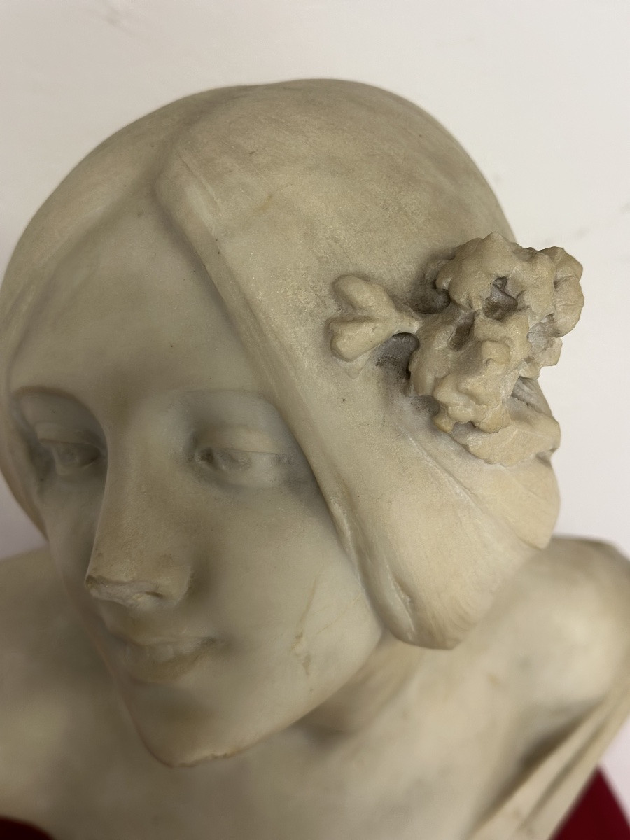 Busto in marmo di Carrara. La bella Fiorentina Emilio fiaschi 1858 . 1941-photo-3