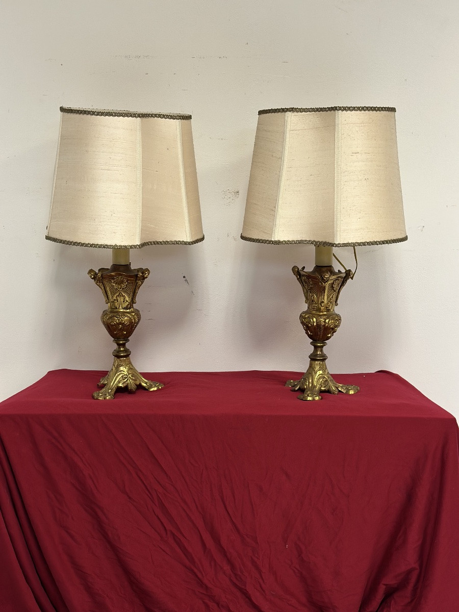 Coppia di lampade da comodino inizio XX secolo.-photo-2