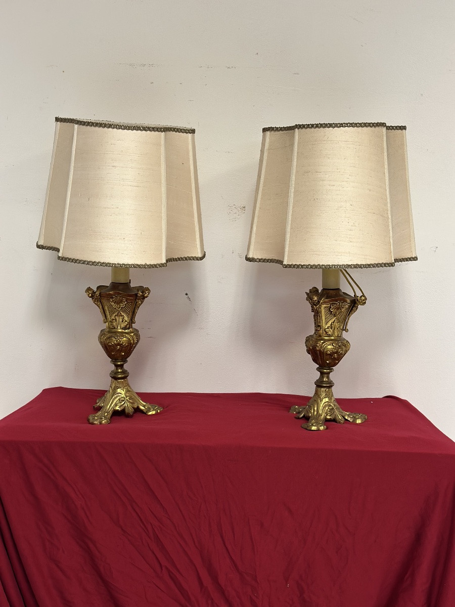 Coppia di lampade da comodino inizio XX secolo.-photo-4