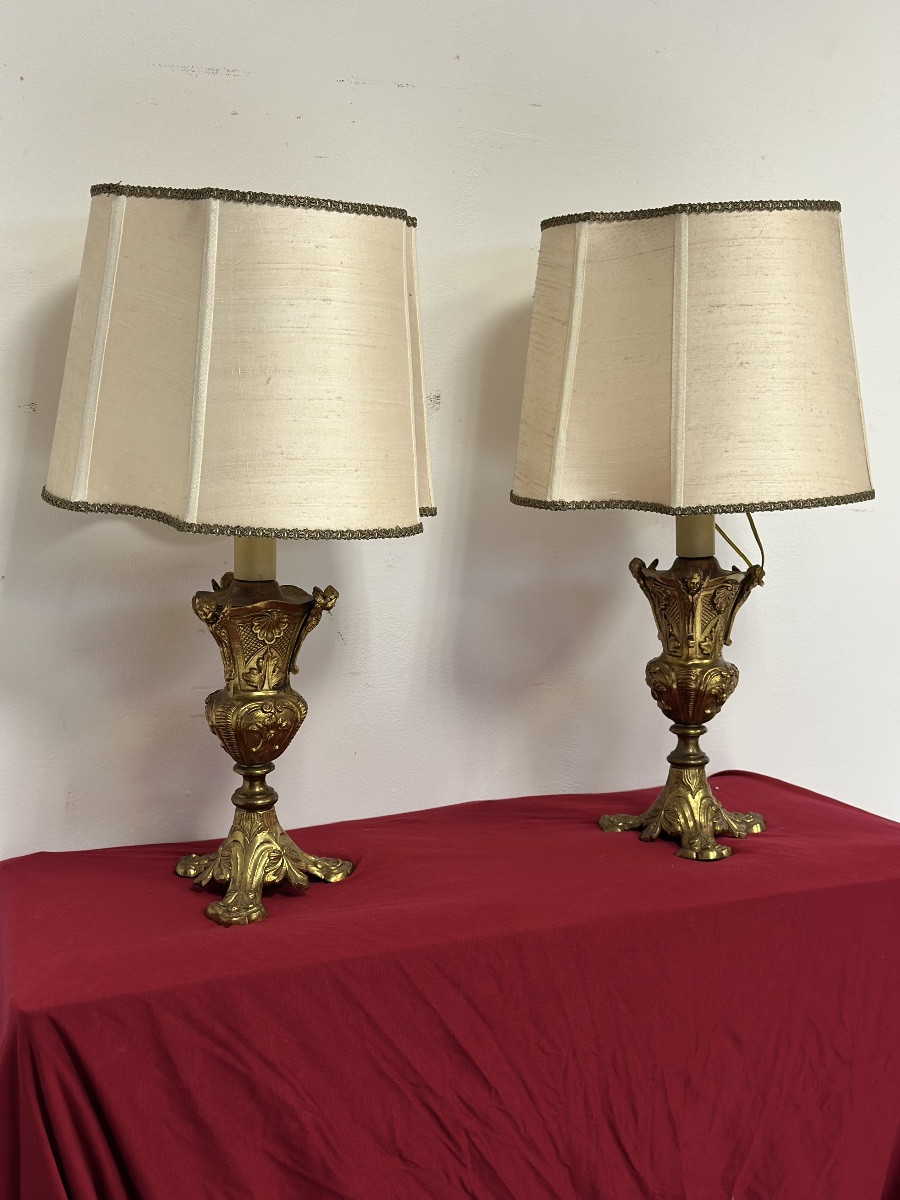 Coppia di lampade da comodino inizio XX secolo.-photo-1