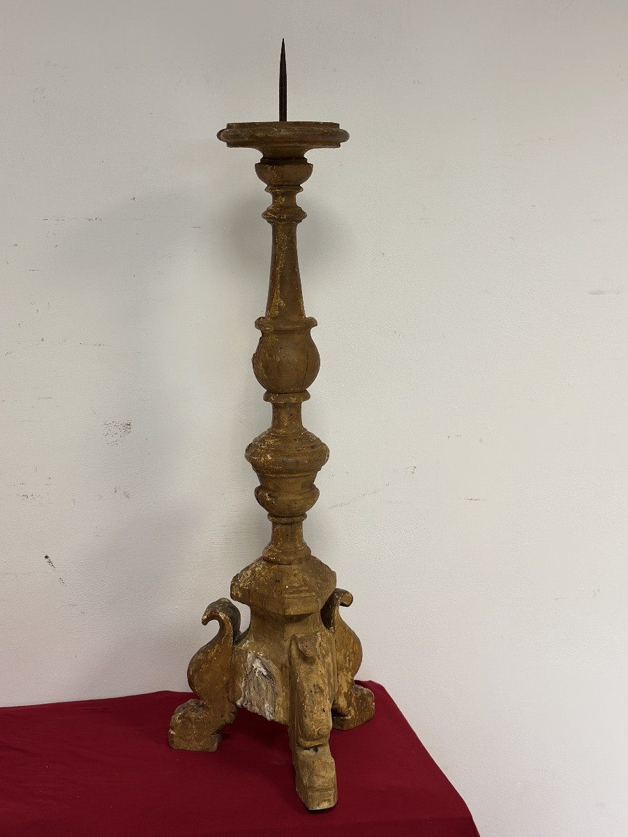 Candeliere in legno intagliato e dorato a mecca, Luigi XV-photo-4