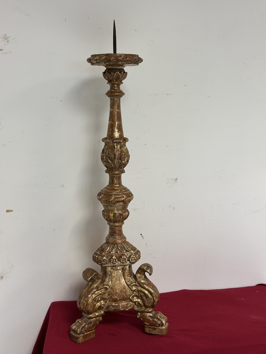 Candeliere in legno intagliato e dorato a mecca, Luigi XV-photo-1