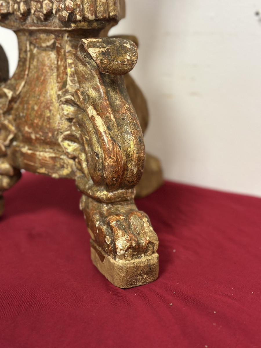 Candeliere in legno intagliato e dorato a mecca, Luigi XV-photo-2