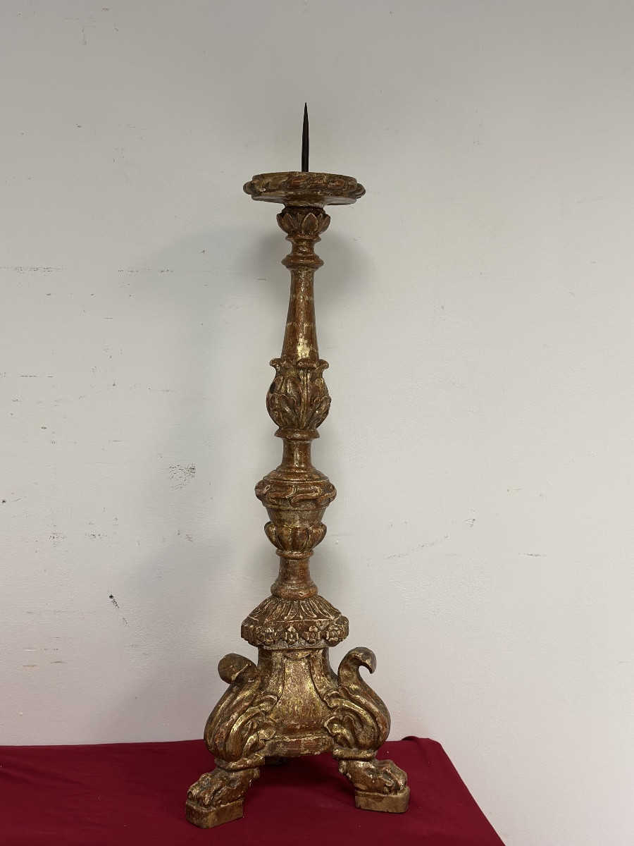 Candeliere in legno intagliato e dorato a mecca, Luigi XV-photo-5