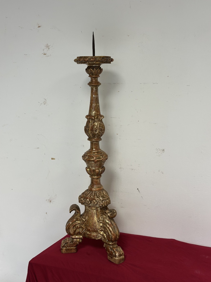 Candeliere in legno intagliato e dorato a mecca, Luigi XV-photo-7