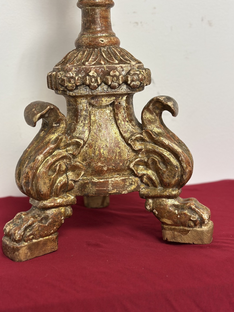 Candeliere in legno intagliato e dorato a mecca, Luigi XV-photo-8