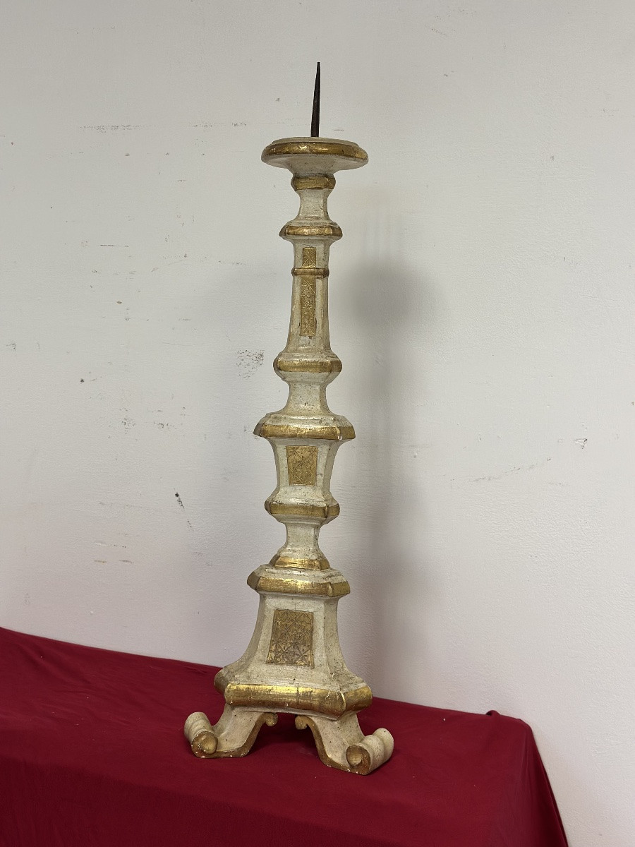 Candeliere Luigi XV laccato e dorato-photo-1