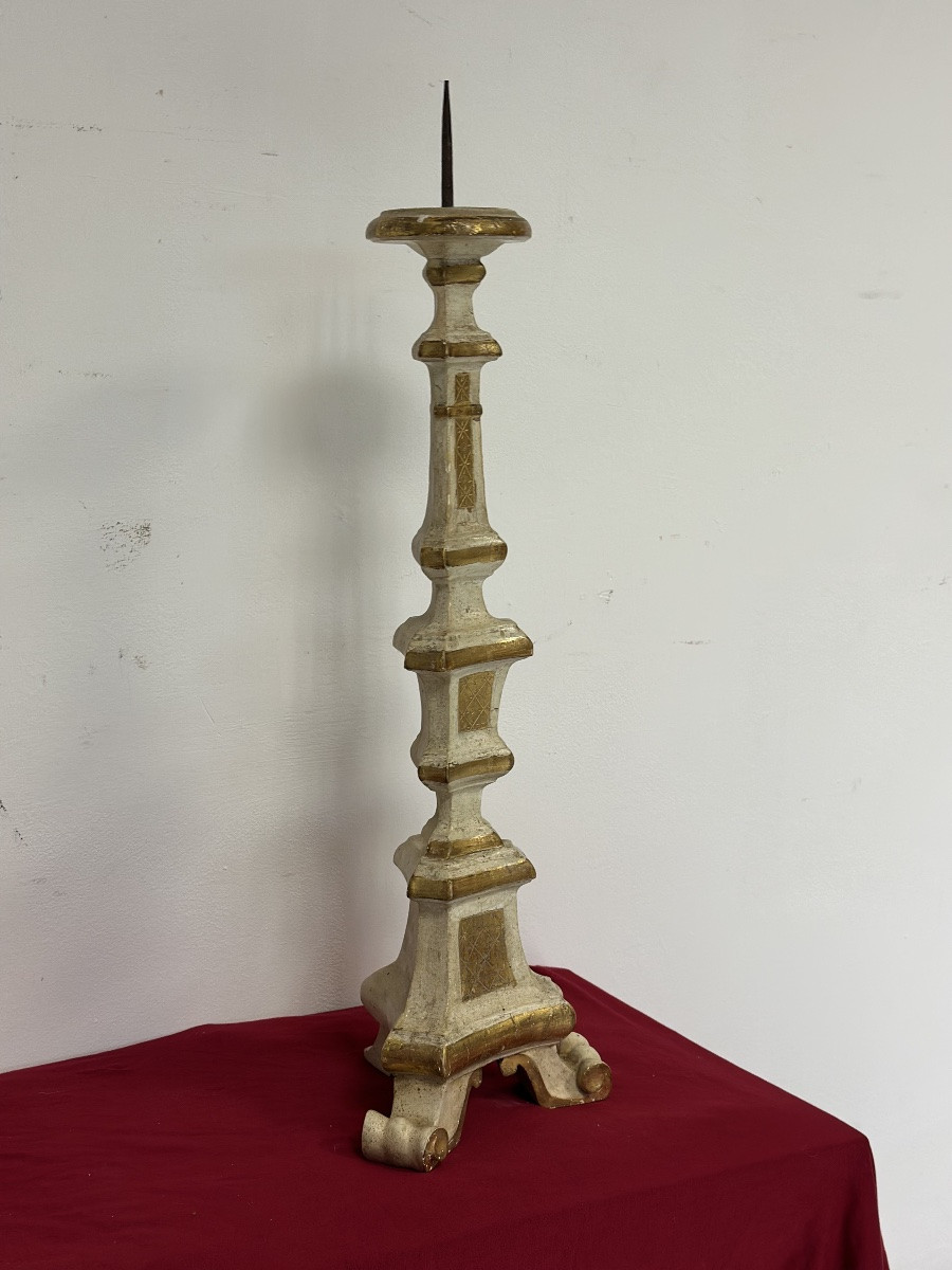 Candeliere Luigi XV laccato e dorato-photo-3