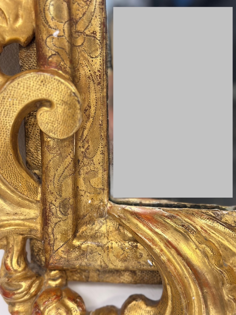 Specchiera emiliana in legno intagliato e dorato Barocco XVII secolo-photo-3