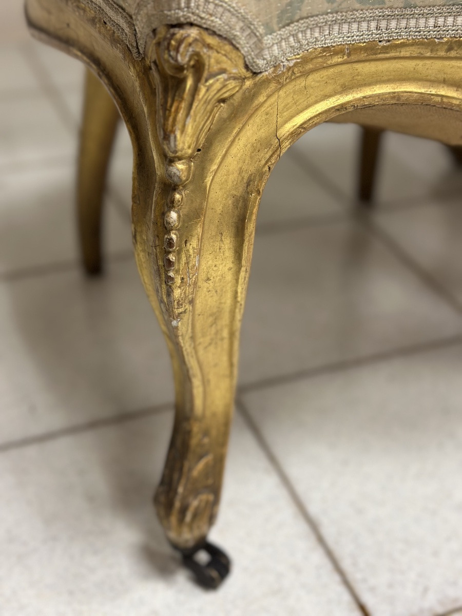 Coppia di poltrone in legno intagliato e dorato. XIX secolo-photo-5