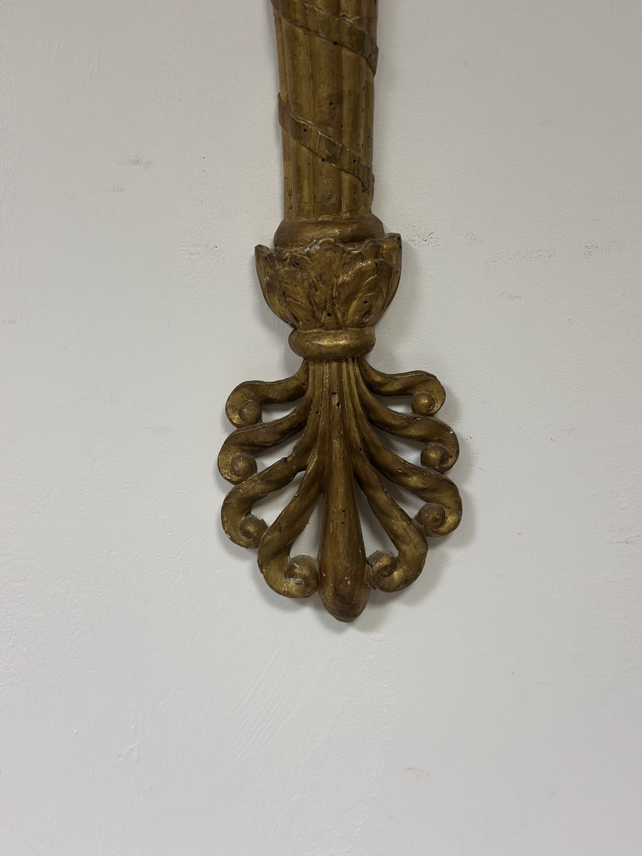 Grande applique Luigi XVI in legno intagliato e dorato-photo-4