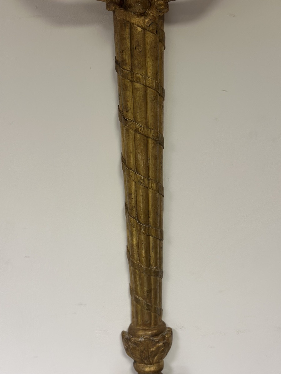 Grande applique Luigi XVI in legno intagliato e dorato-photo-5