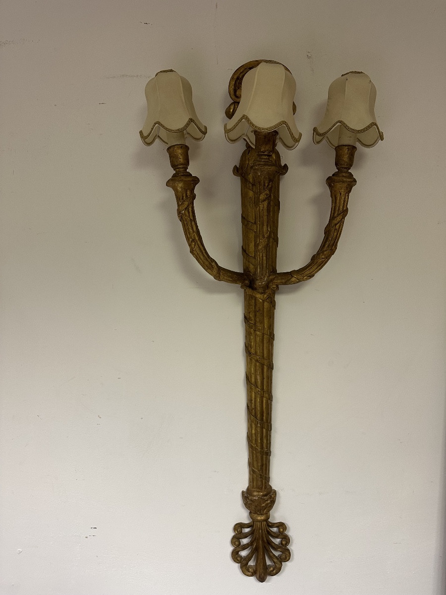 Grande applique Luigi XVI in legno intagliato e dorato