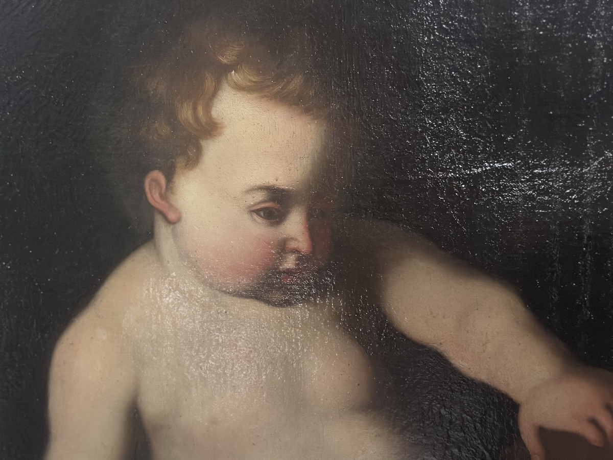 Olio su tela Bambino Gesù con croce XVII secolo Guido Reni (bottega) Prezzo di listino-photo-4